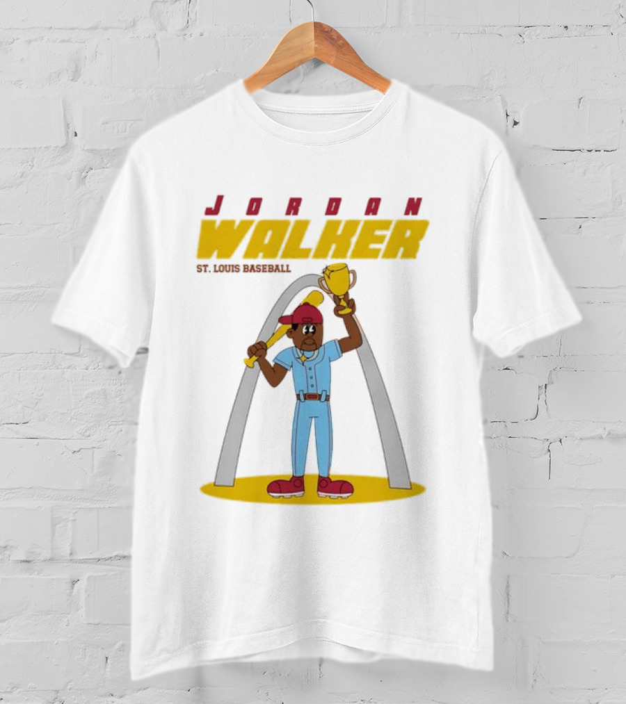 Jordan Walker St. Louis Cardinals MLB Cartoon Character With Trophy And Bat T-Shirt