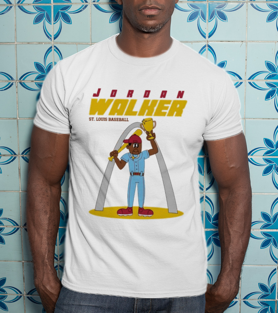 Jordan Walker St. Louis Cardinals MLB Cartoon Character With Trophy And Bat T-Shirt