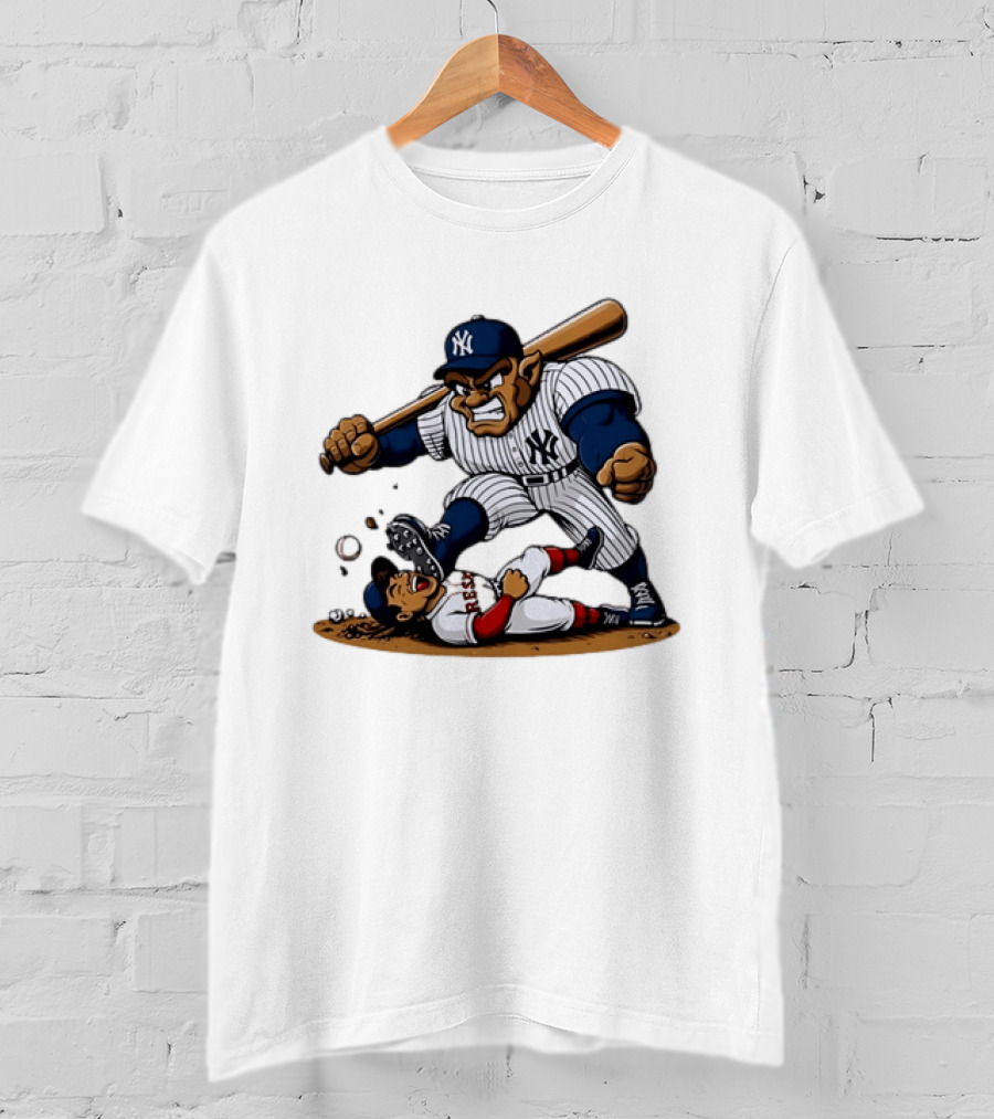 Yankees Vs Red Sox Cartoon Rivalry Yankees Player Dominance Over Red Sox Player T-Shirt