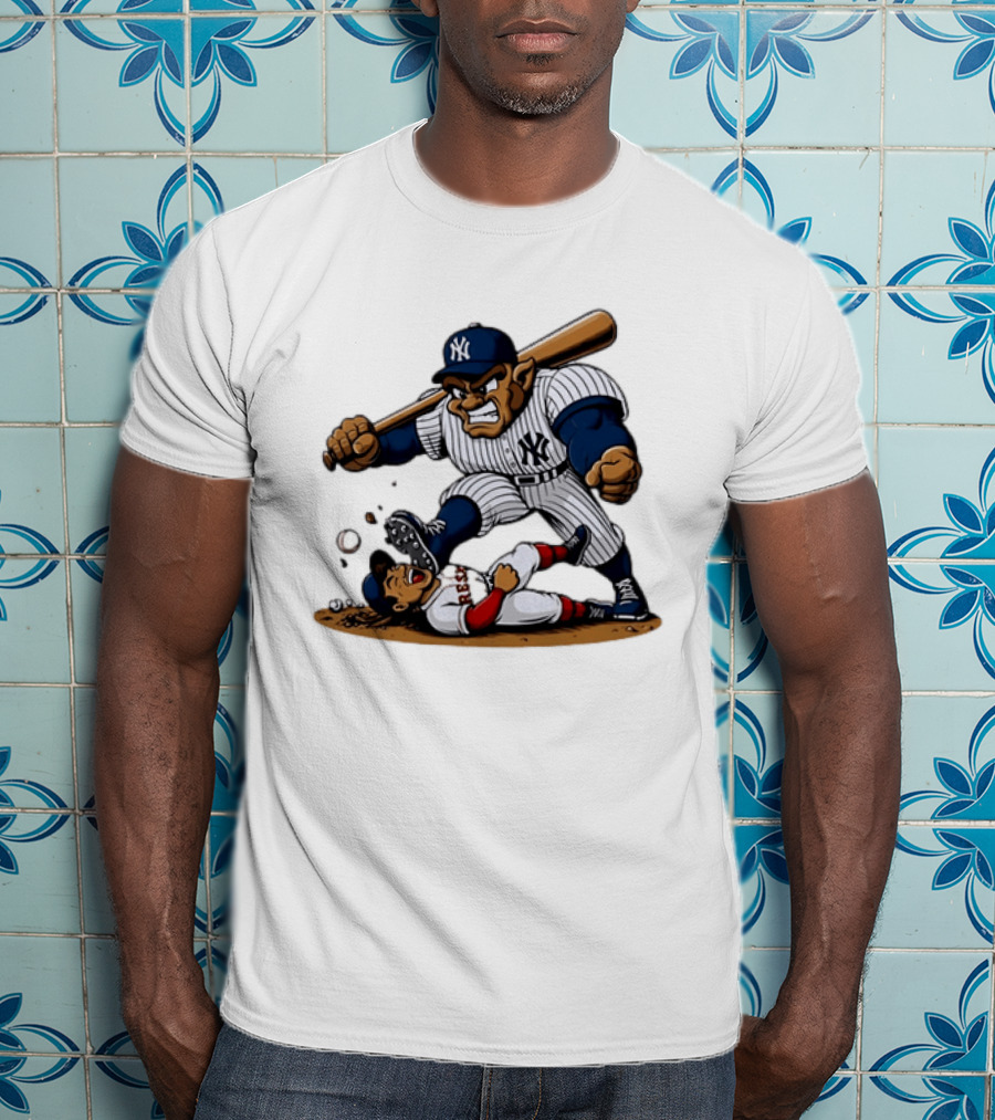 Yankees Vs Red Sox Cartoon Rivalry Yankees Player Dominance Over Red Sox Player T-Shirt