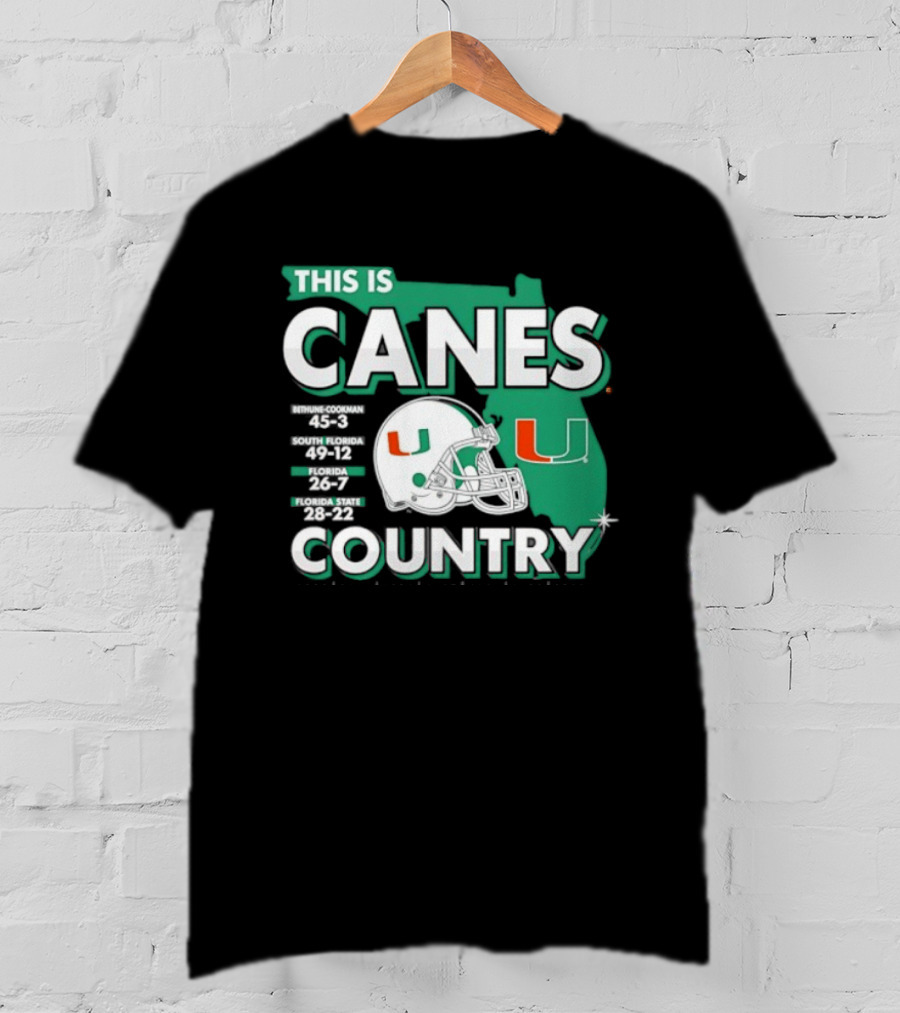 This Is Canes Country Miami Hurricanes Florida Map University Of Miami Football Helmet T-Shirt