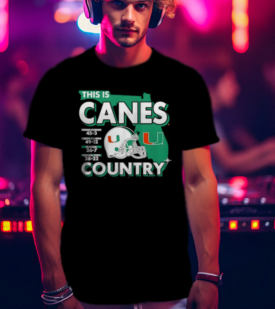 This Is Canes Country Miami Hurricanes Florida Map University Of Miami Football Helmet T-Shirt