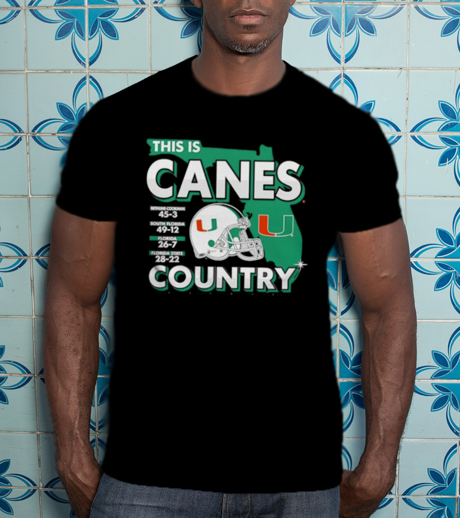 This Is Canes Country Miami Hurricanes Florida Map University Of Miami Football Helmet T-Shirt