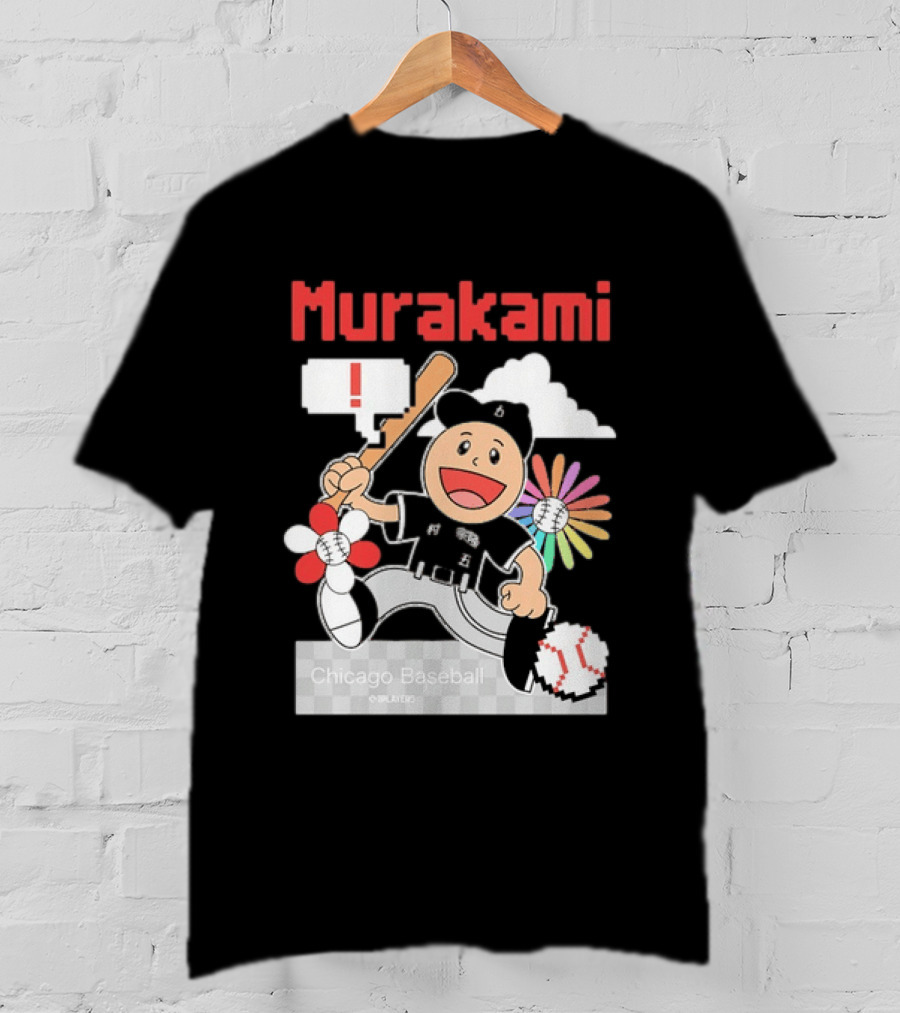 Murakami Chicago Baseball Munetaka Flower Baseball Cartoon T-Shirt