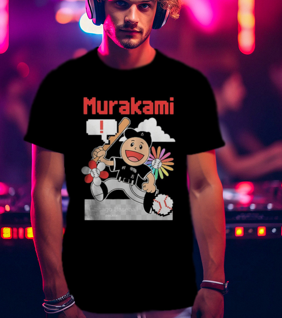 Murakami Chicago Baseball Munetaka Flower Baseball Cartoon T-Shirt