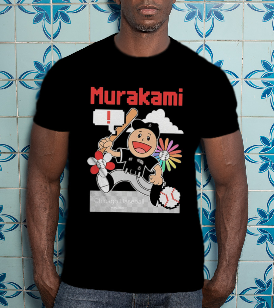 Murakami Chicago Baseball Munetaka Flower Baseball Cartoon T-Shirt