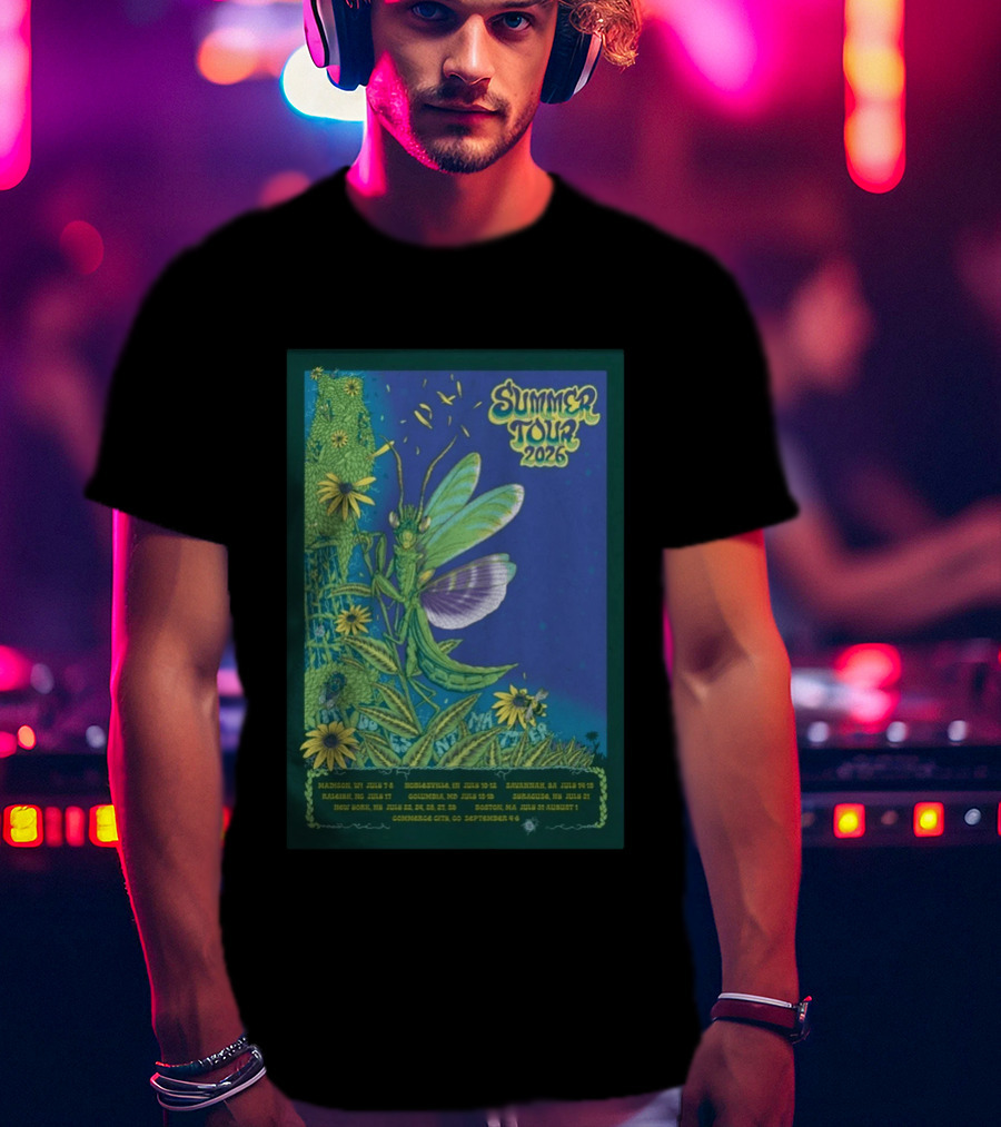 Phish Summer Tour 2026 Madison To Commerce City Dates Floral Grasshopper T-Shirt