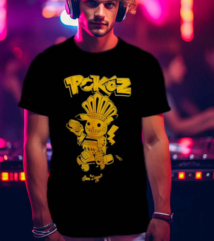 Pikachu Pokez San Diego Skateboard Taco Fun T-Shirt