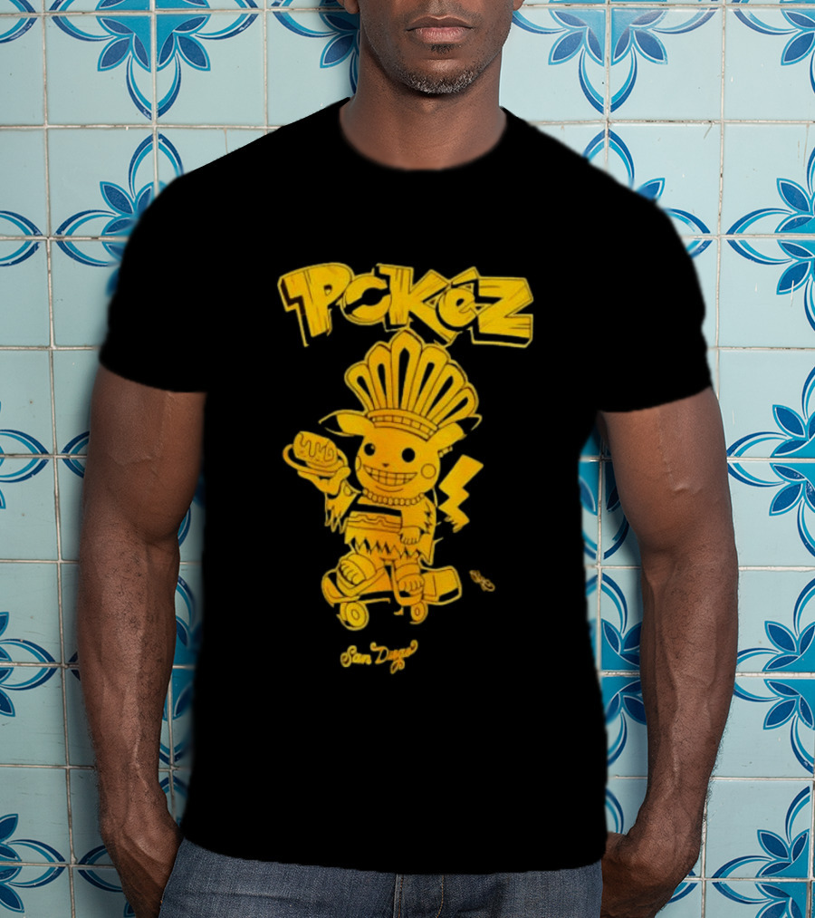 Pikachu Pokez San Diego Skateboard Taco Fun T-Shirt
