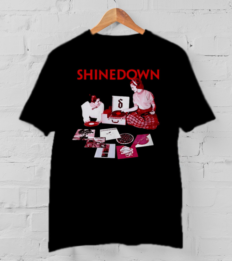 Shinedown Vinyl Record Collage Retro Music Band T-Shirt