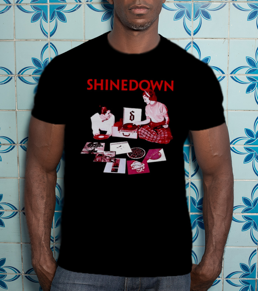 Shinedown Vinyl Record Collage Retro Music Band T-Shirt