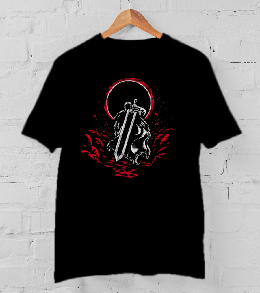 Crimson Sun Rises Dragon Slayer Warrior Shield Eclipse T-Shirt