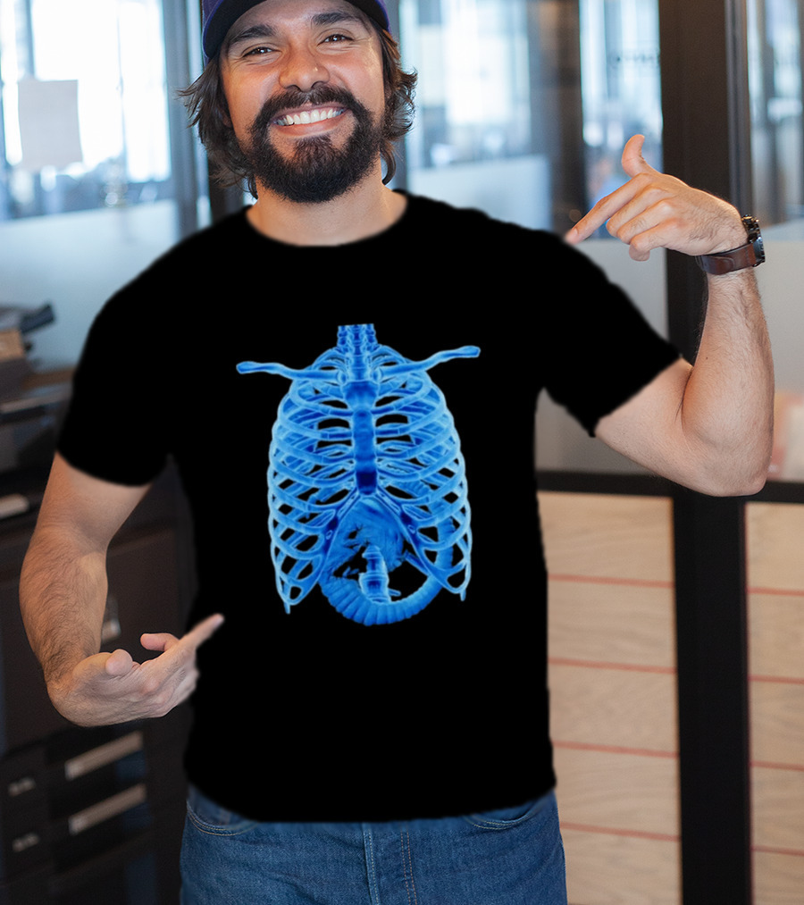 Alien Chestburster X Ray Rib Cage Black T-Shirt
