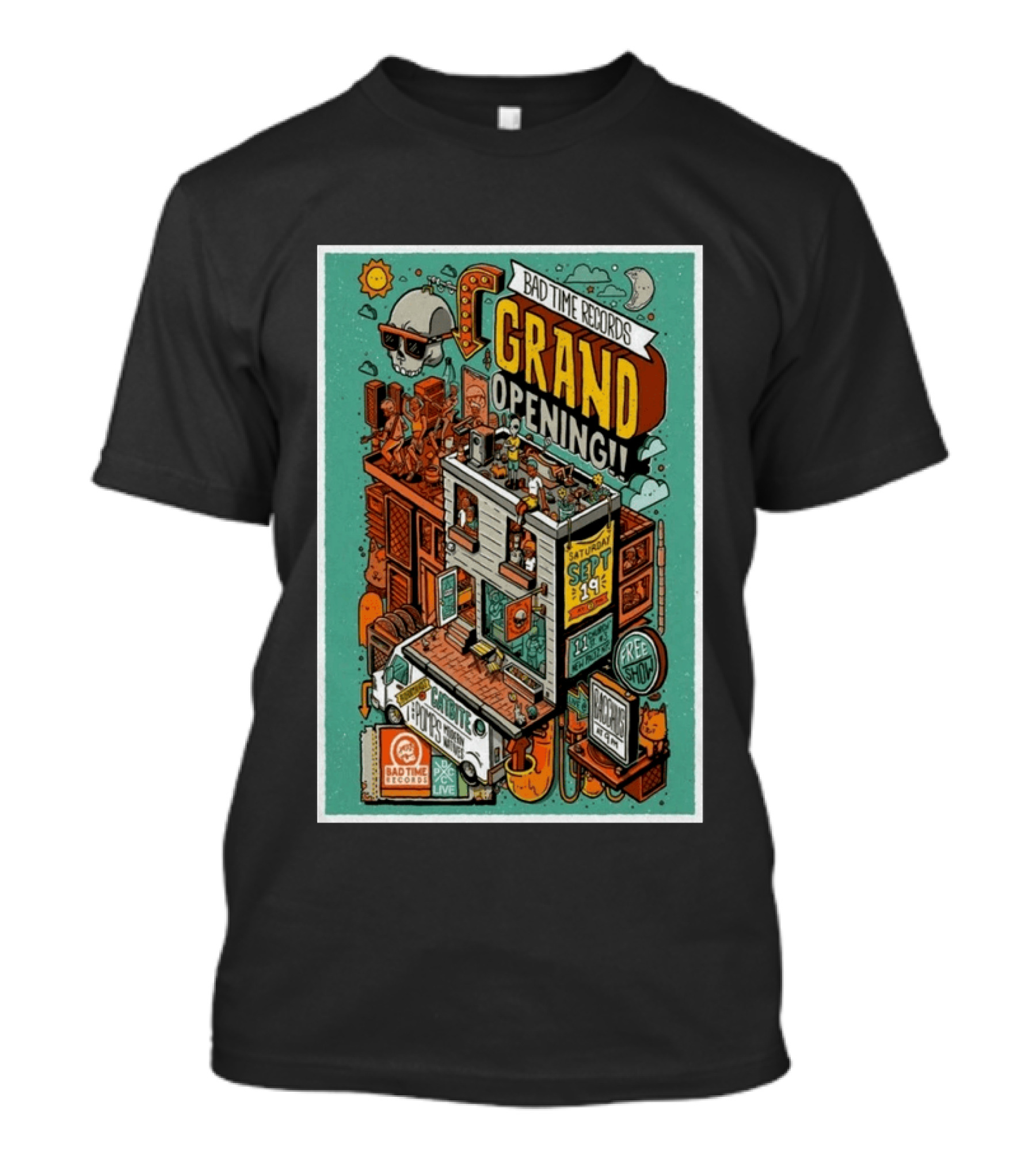 Bad Time Records Grand Opening New Paltz NY September 19 Free Show T-Shirt