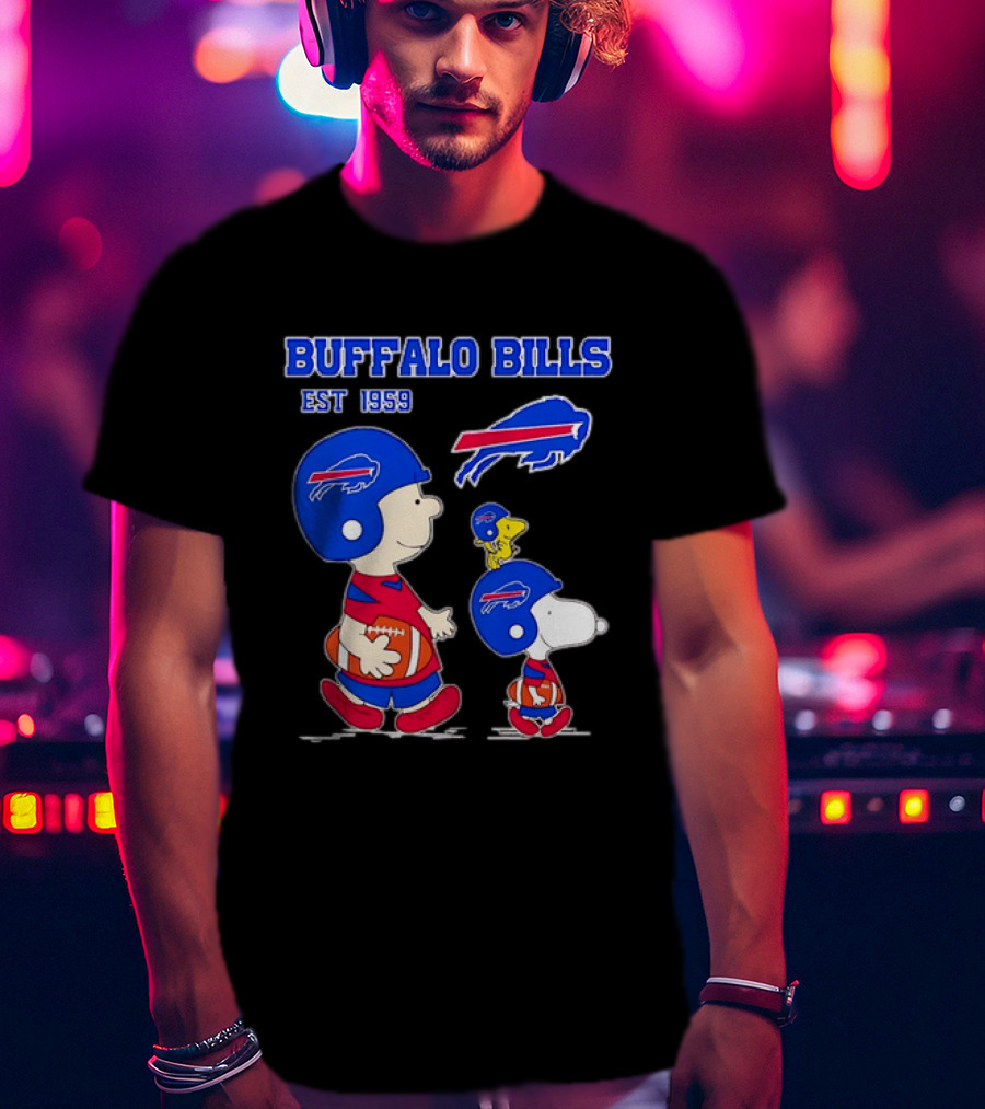 Buffalo Bills Est 1959 Charlie Brown Snoopy Peanuts Football Helmet T-Shirt