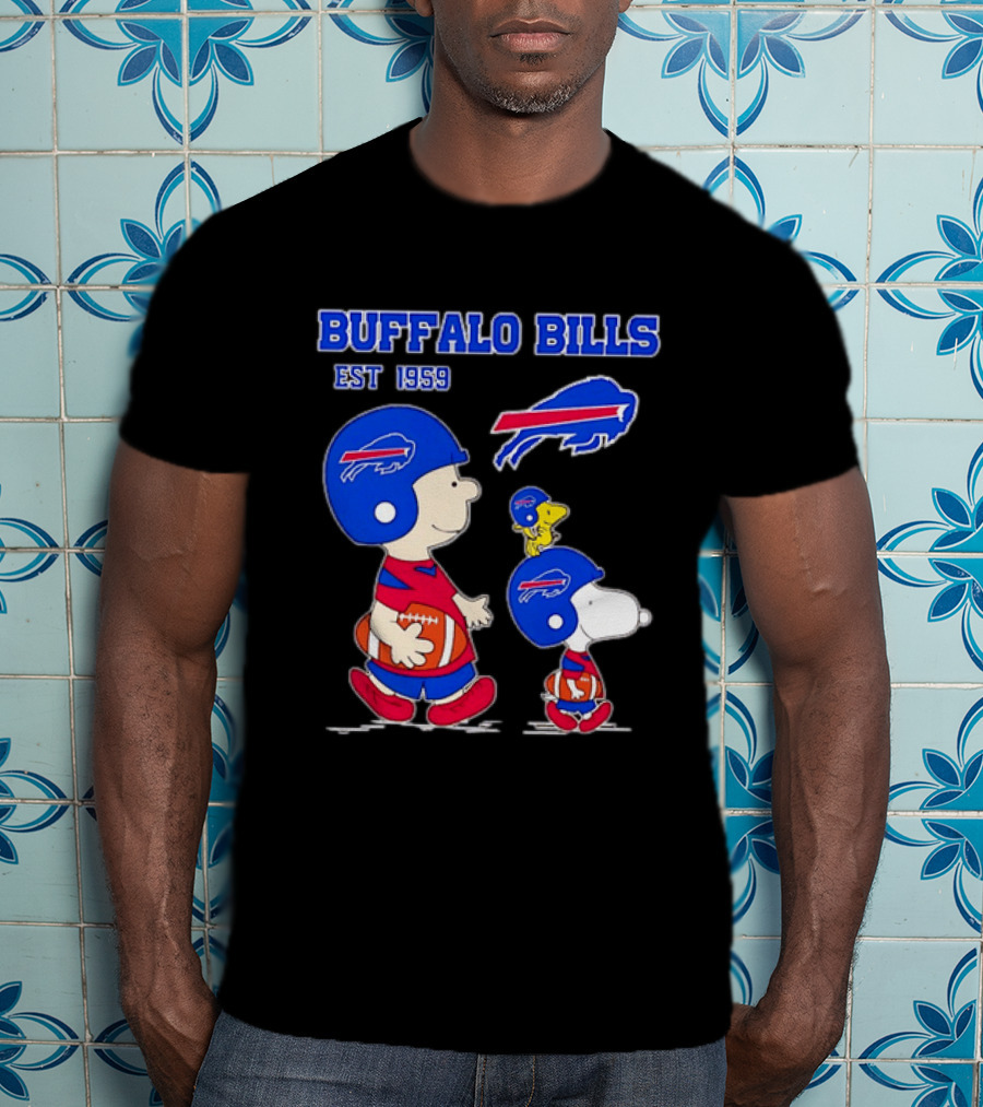 Buffalo Bills Est 1959 Charlie Brown Snoopy Peanuts Football Helmet T-Shirt