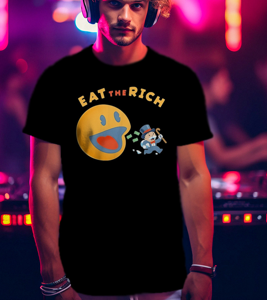Eat The Rich Monopoly Man Pac Man Capitalism T-Shirt