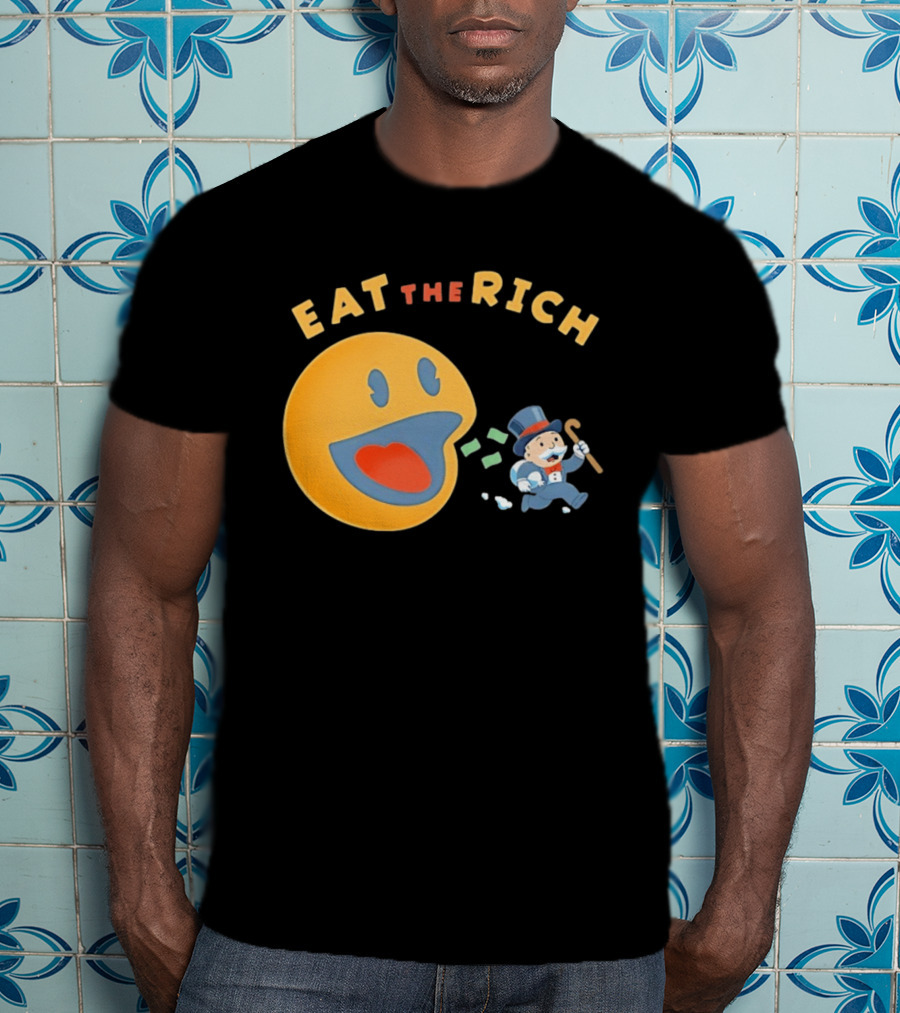 Eat The Rich Monopoly Man Pac Man Capitalism T-Shirt