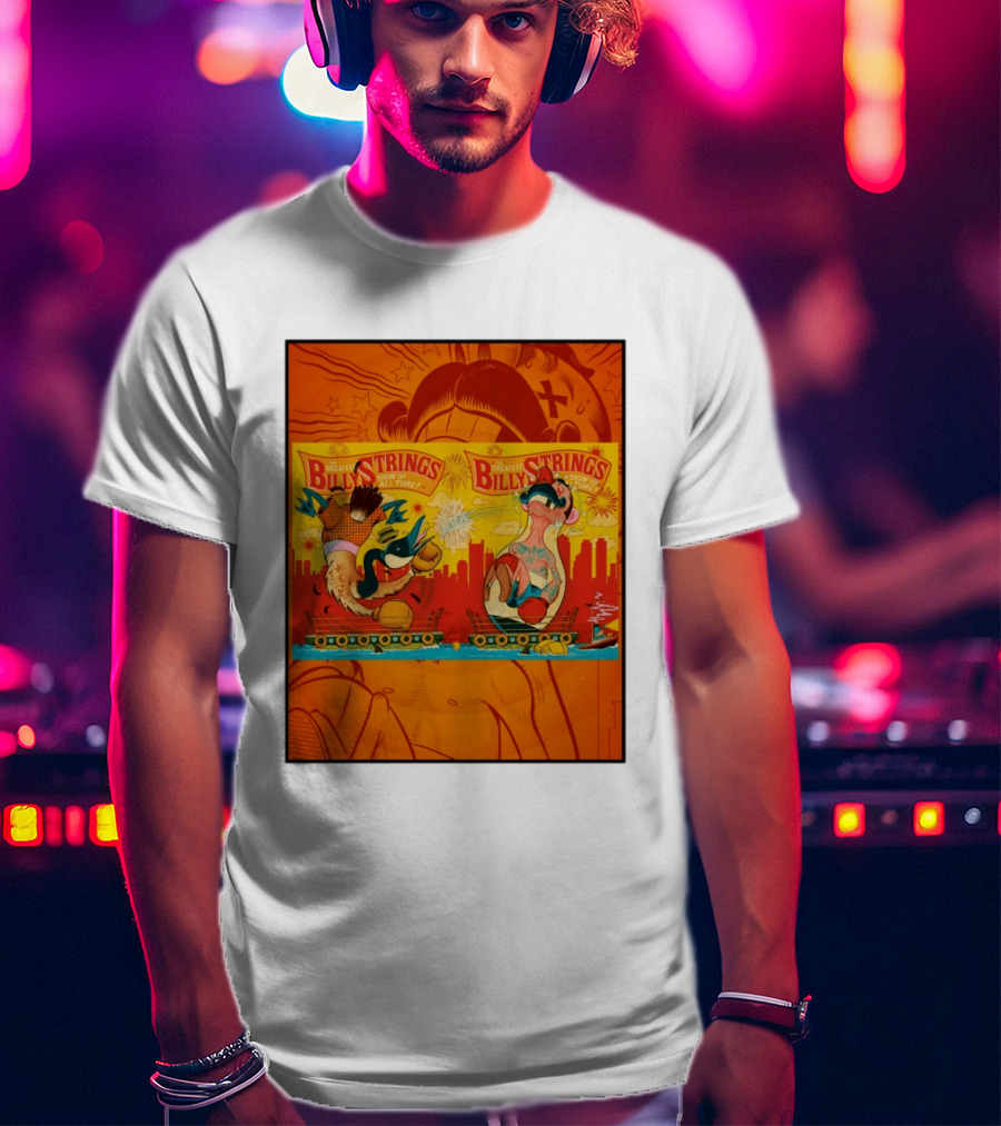 Billy Strings Greatest Show Of All Time Boxing Panels Playful Cartoon T-Shirt