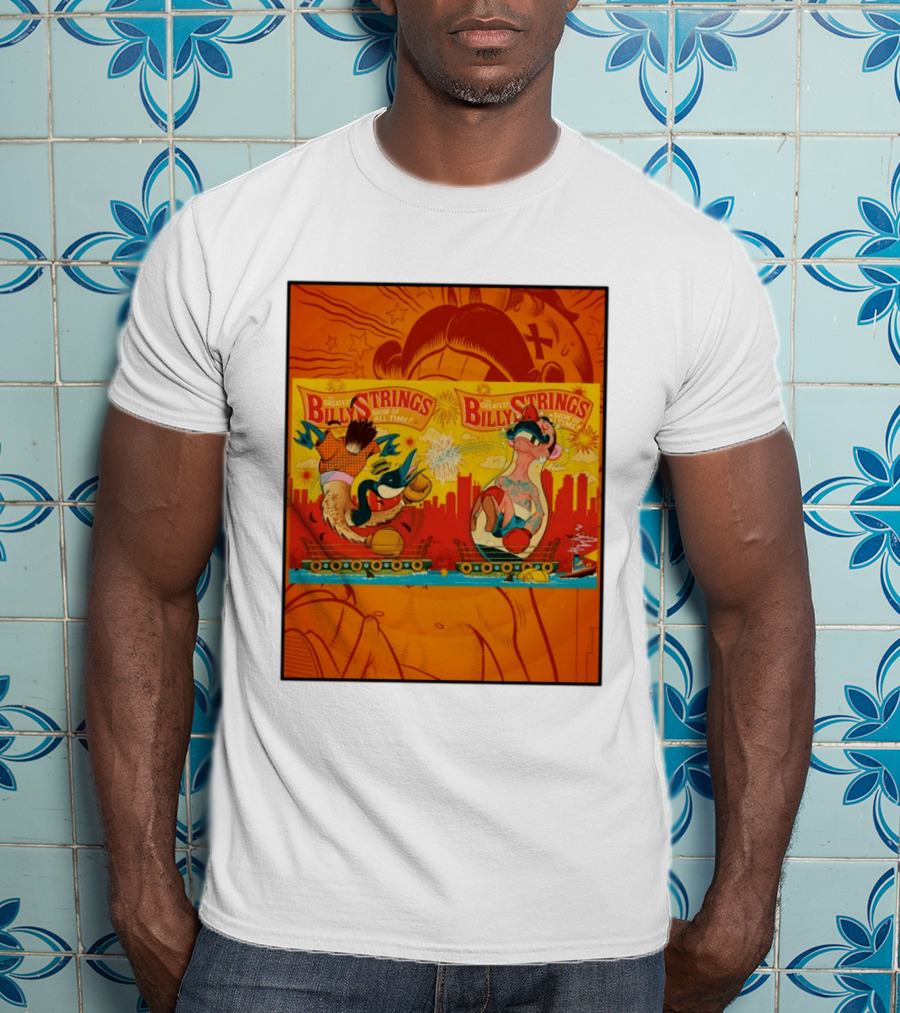 Billy Strings Greatest Show Of All Time Boxing Panels Playful Cartoon T-Shirt