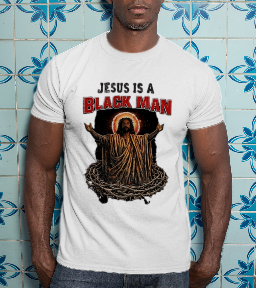 Jesus Is A Black Man With Thorns And Radiant Halo T-Shirt