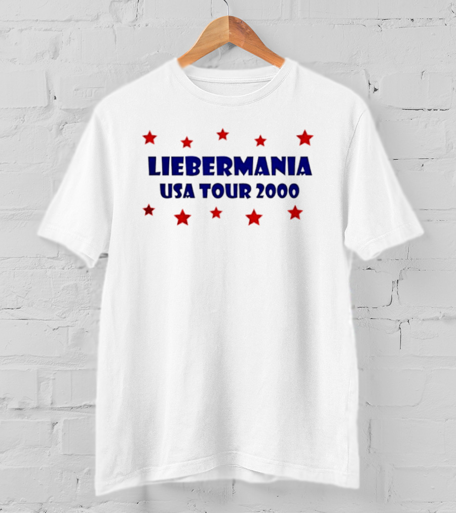 Joe Lieberman 2000 Presidential Campaign Liebermania USA Tour 2000 Red Stars T-Shirt