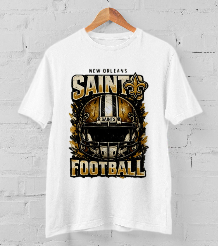 New Orleans Saints Football Helmet Distressed Fleur De Lis T-Shirt