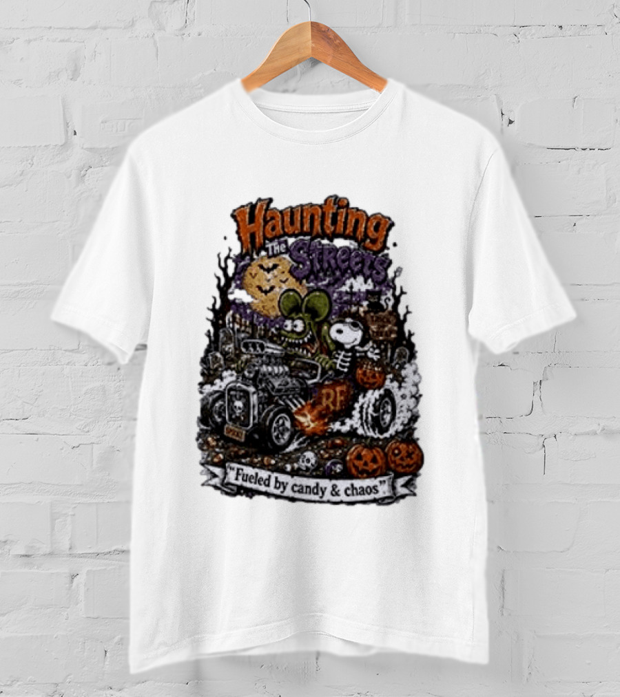 Peanuts Snoopy X Rat Fink Haunting The Streets Fueled By Candy & Chaos Halloween T-Shirt