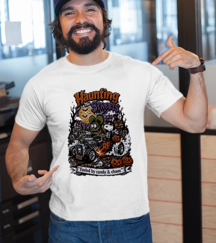 Peanuts Snoopy X Rat Fink Haunting The Streets Fueled By Candy & Chaos Halloween T-Shirt