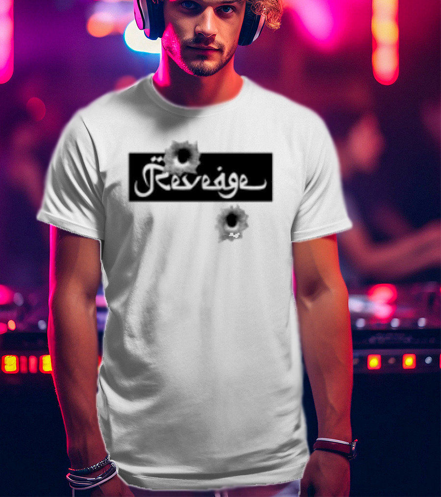 Revenge Arabic Text White Black Fusion T-Shirt