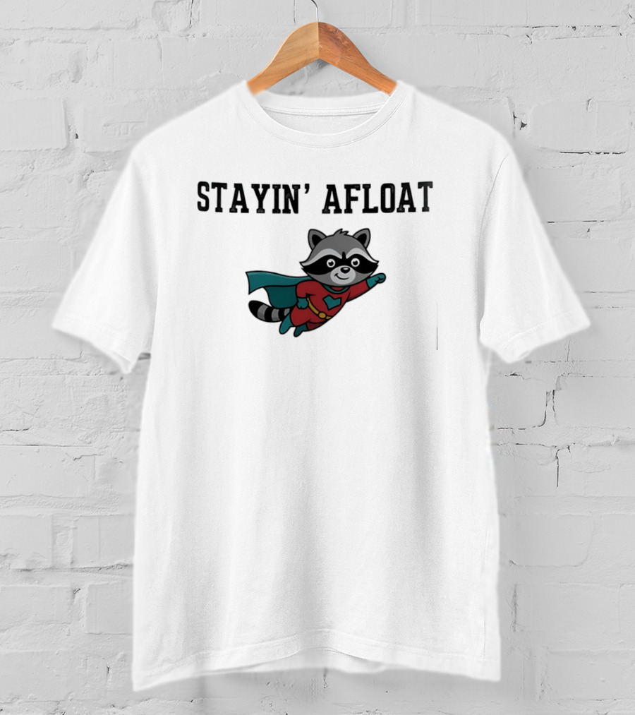 Stayin' Afloat Superhero Raccoon Flying Heroic Animal T-Shirt