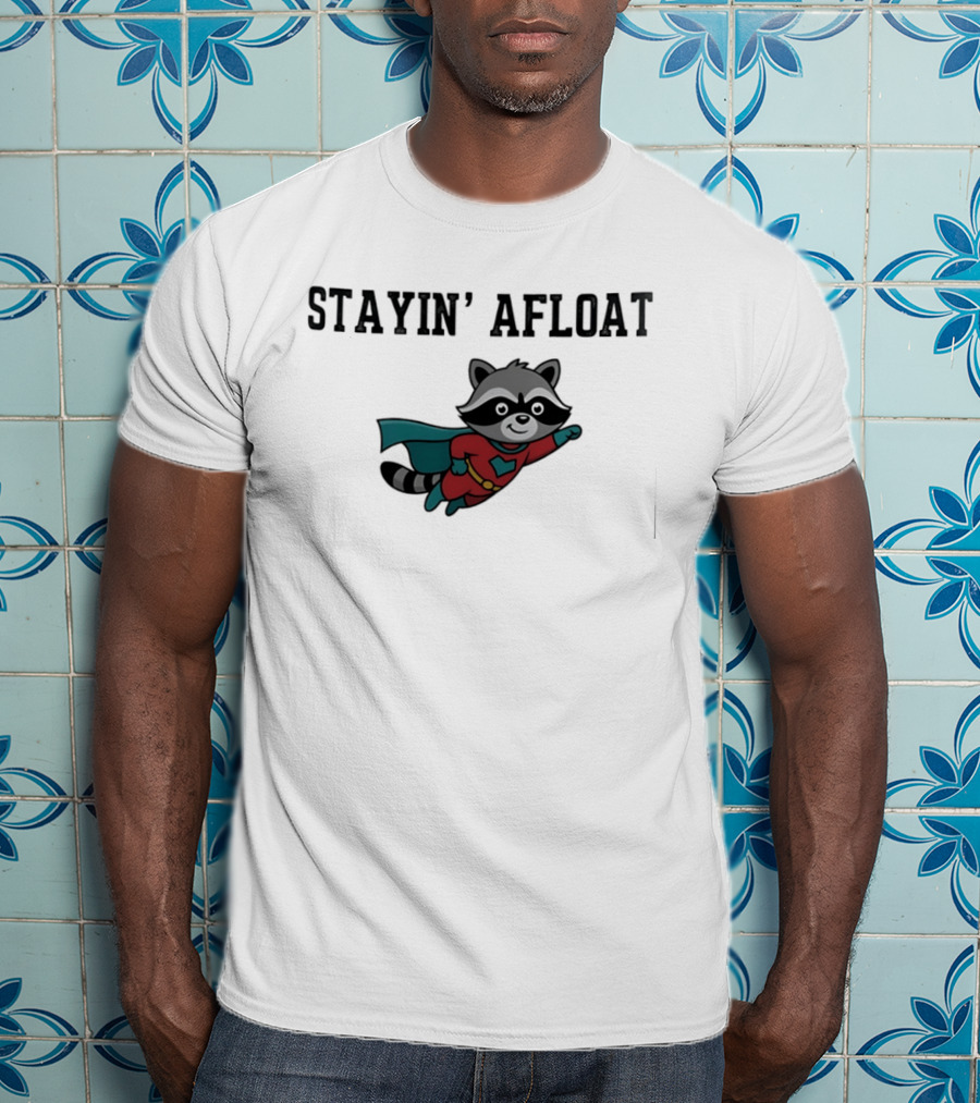 Stayin' Afloat Superhero Raccoon Flying Heroic Animal T-Shirt