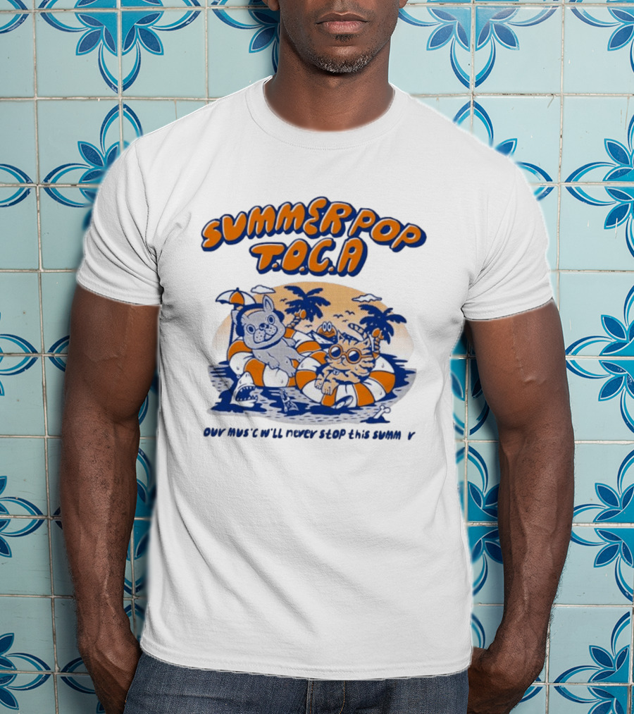 Summer Pop TOCA French Bulldog And Cat Endless Summer Music Vibes T-Shirt