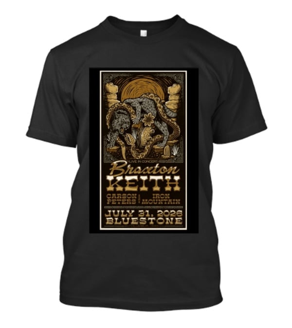 Live Concert Braxton Keith July 31 2026 Bluestone Columbus OH Carson Peters Iron Mountain T-Shirt