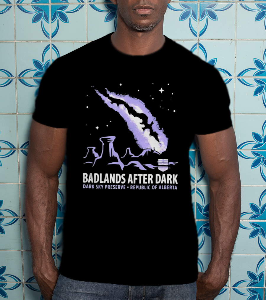 Badlands After Dark Dark Sky Preserve Republic Of Alberta Visionary Celestial Landscape T-Shirt