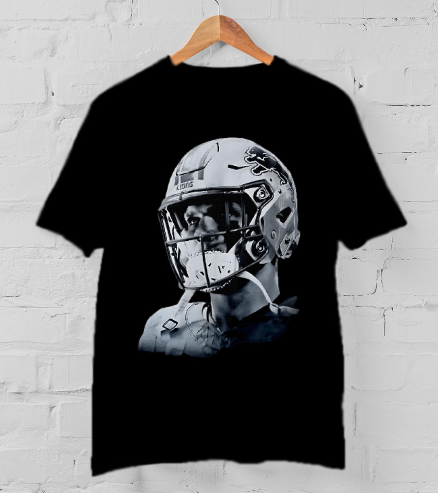 Detroit Lions Aidan Hutchinson Charcoal House Helmet Artistry T-Shirt