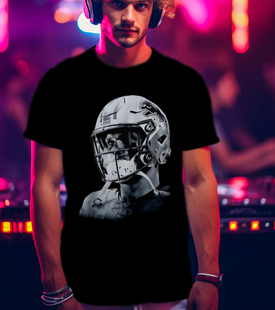 Detroit Lions Aidan Hutchinson Charcoal House Helmet Artistry T-Shirt