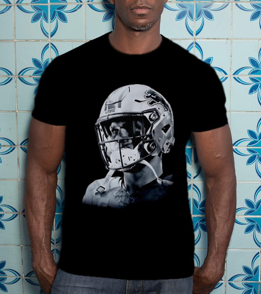 Detroit Lions Aidan Hutchinson Charcoal House Helmet Artistry T-Shirt