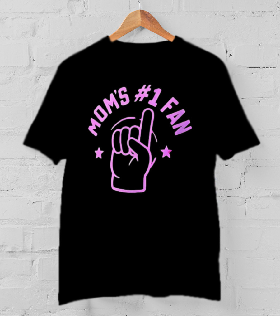 Mom's #1 Fan Hand Gesture Pink T-Shirt