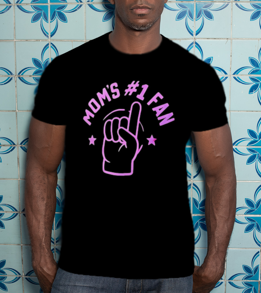 Mom's #1 Fan Hand Gesture Pink T-Shirt