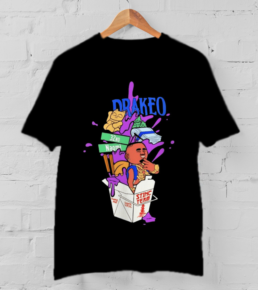 Drakeo The Ruler Stinc Team 32nd Naomi Lucky Cat And Chopsticks T-Shirt