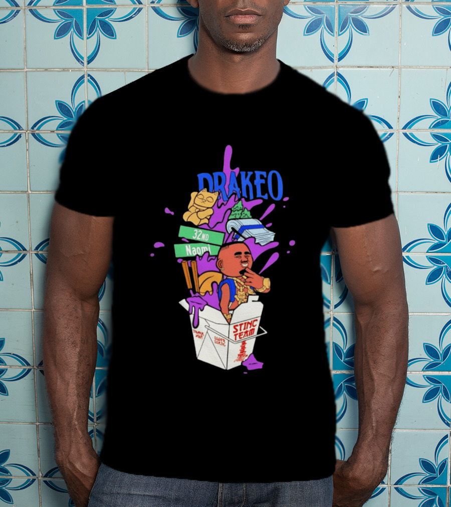 Drakeo The Ruler Stinc Team 32nd Naomi Lucky Cat And Chopsticks T-Shirt