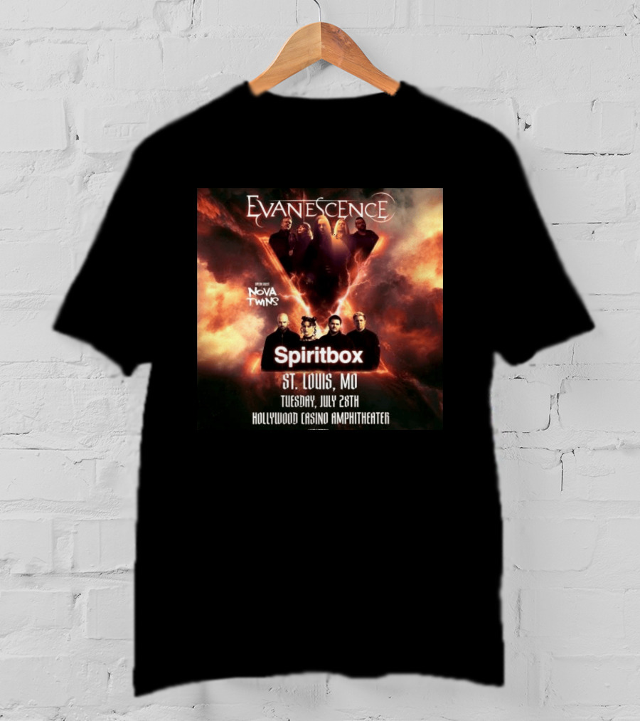 Evanescence Nova Twins Spiritbox Concert St. Louis MO July 28 Hollywood Casino Amphitheater T-Shirt