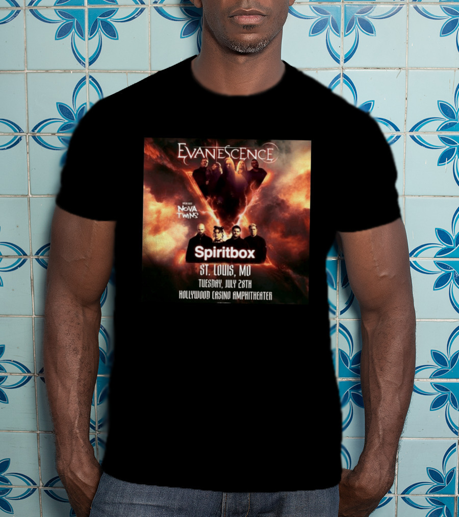 Evanescence Nova Twins Spiritbox Concert St. Louis MO July 28 Hollywood Casino Amphitheater T-Shirt