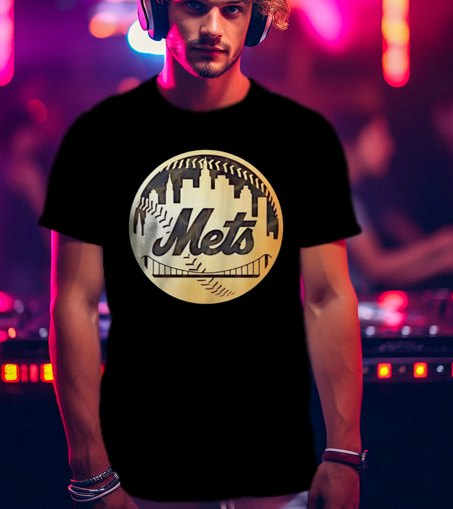 New York Mets Baseball Skyline Bridge MLB T-Shirt