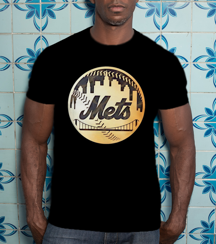 New York Mets Baseball Skyline Bridge MLB T-Shirt