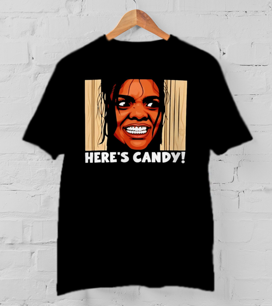 Here's Candy Horror Movie Halloween Face Breaking Through Wood T-Shirt