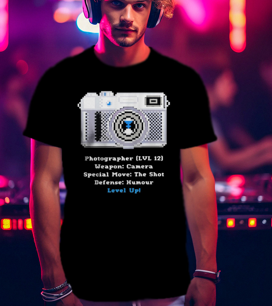 Photographer LVL 12 Weapon Camera Special Move The Shot Defense Humour Level Up T-Shirt
