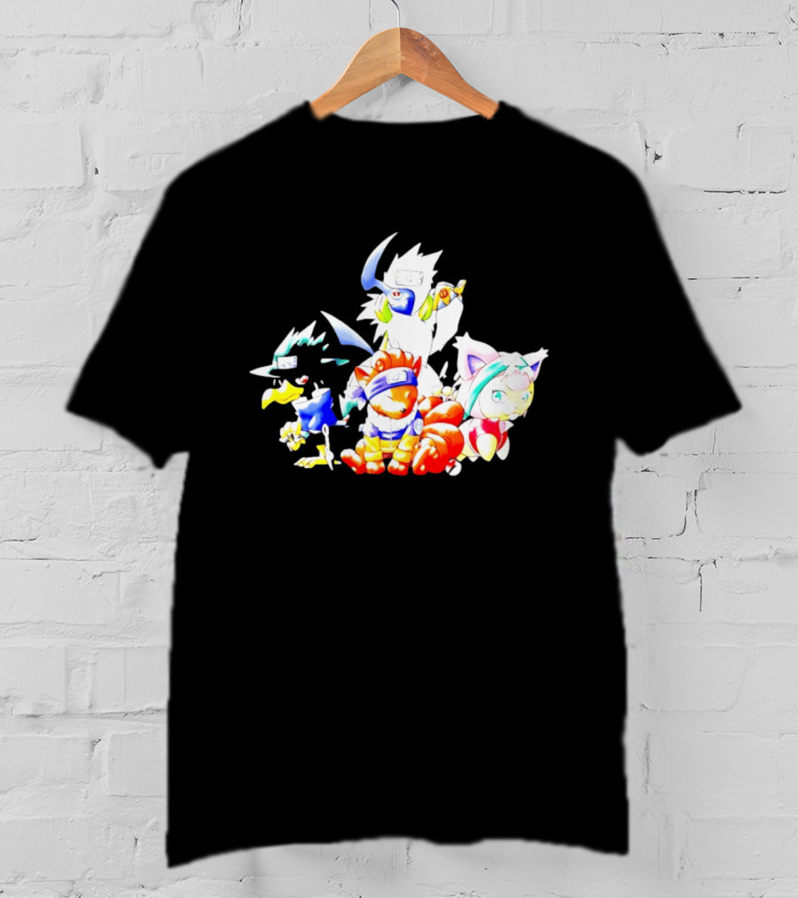 Chibi Pokemon Naruto Crossover With Animal Characters T-Shirt