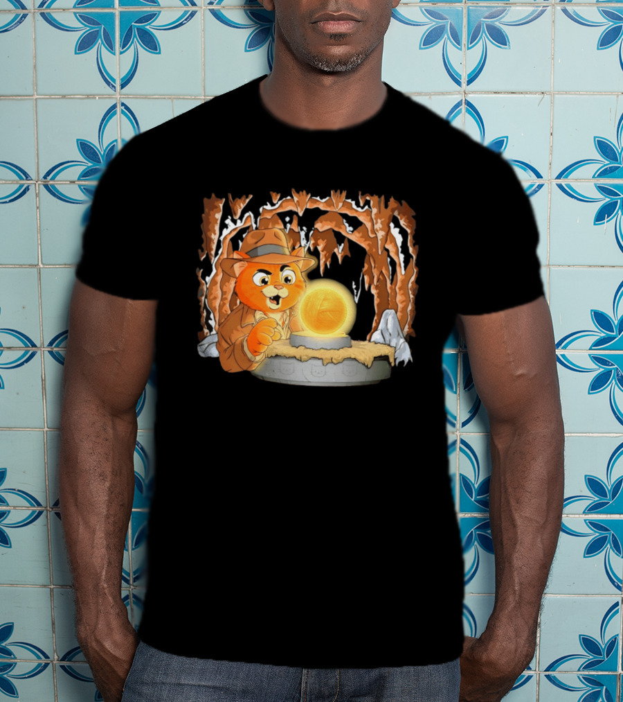 Raiders Of The Lost Yarn Cat Indiana Jones Golden Ball Relic Adventure T-Shirt